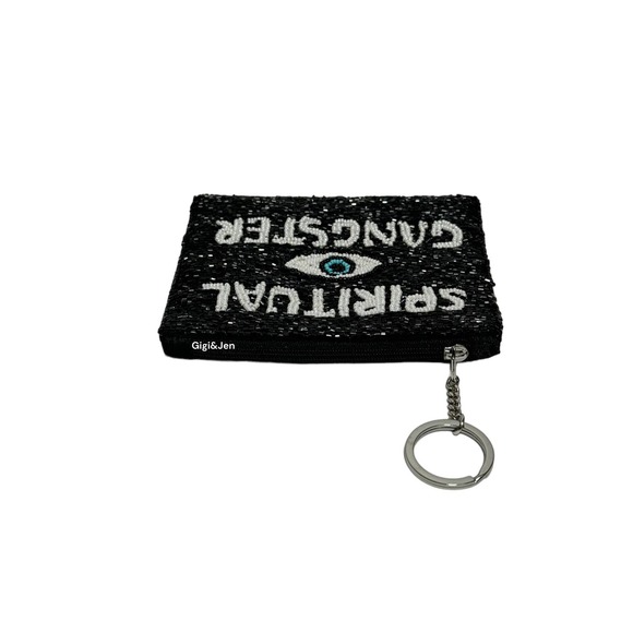 Gigi Spiritual Ganster Small Pouch Key Ring Evil Eye Design Black/White New - Picture 4 of 5
